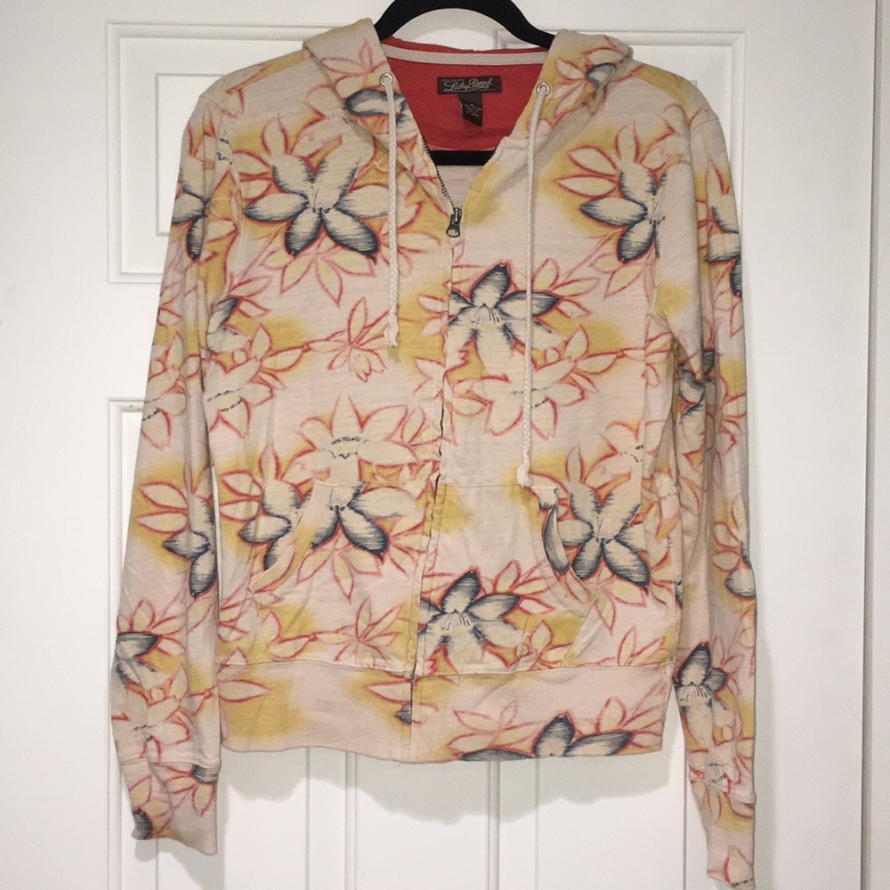 Lucky Brand Hooded Zipup sweatshirt Hawaiian print